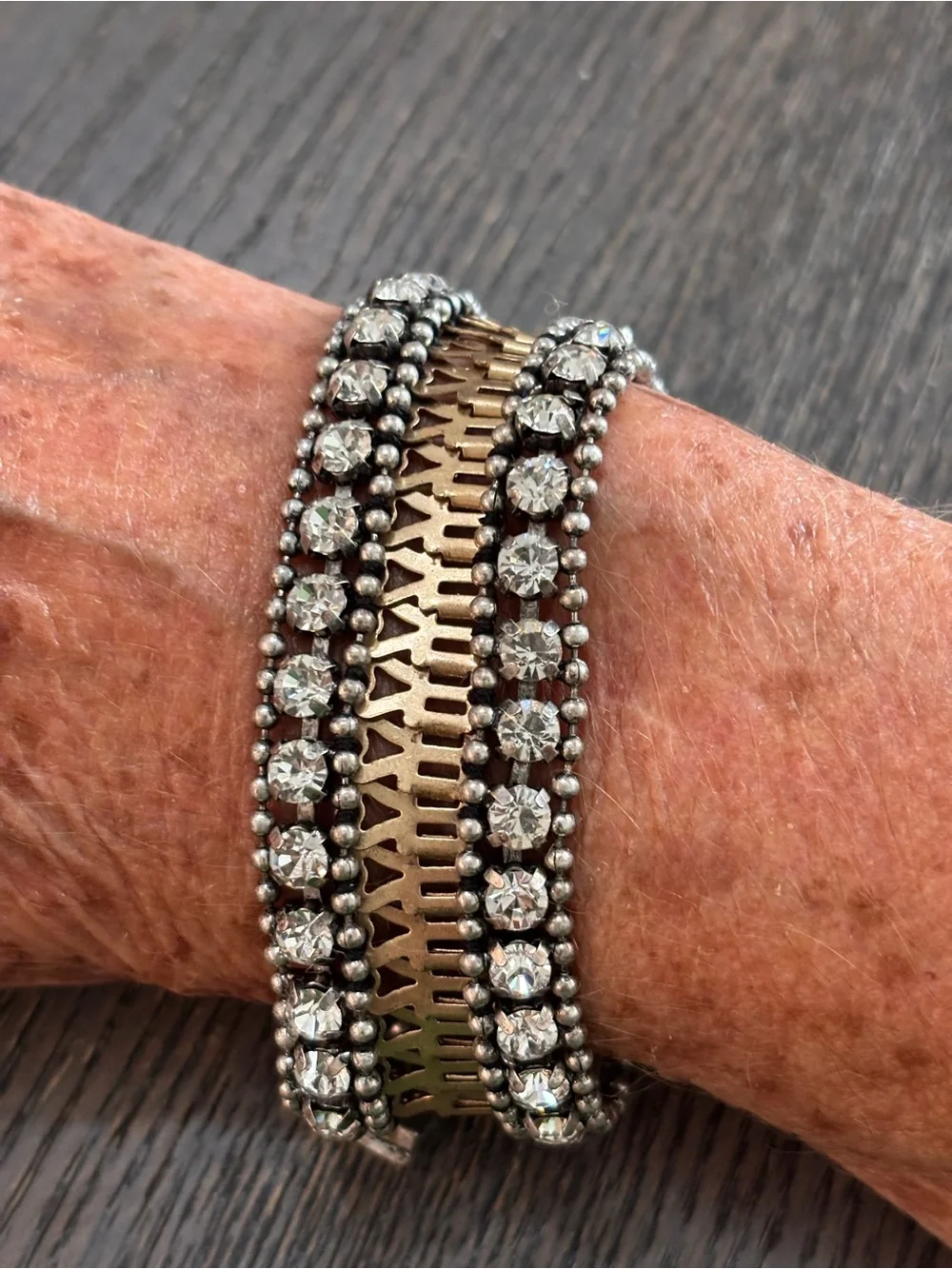 Stella & Dot Petra Crystal Statement Bracelet - Gold and Silver- retired